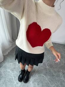 Chiquease 心形图案圆领长袖针织毛衣 - 彩色 - 查看 5