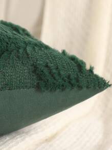 1pc Christmas Tree Embroidered Quilted Plush Cushion Cover, Christmas Decor,Fall Decor,Autumn Decor,Room Decor - Dark Green - View 3