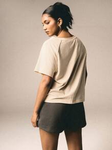 Athîral 女士纯色圆领插肩袖短袖休闲宽松 T 恤