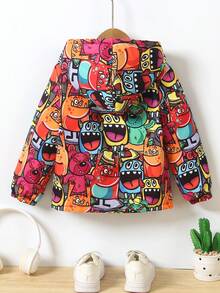 SHEIN Áo khoác dài tay in họa tiết có mũ trùm đầu cho bé trai - Màu vàng - Xem 2