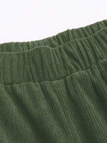 Women's Solid Color With Pockets Straight Leg Casual Pants - Army Green - View 5