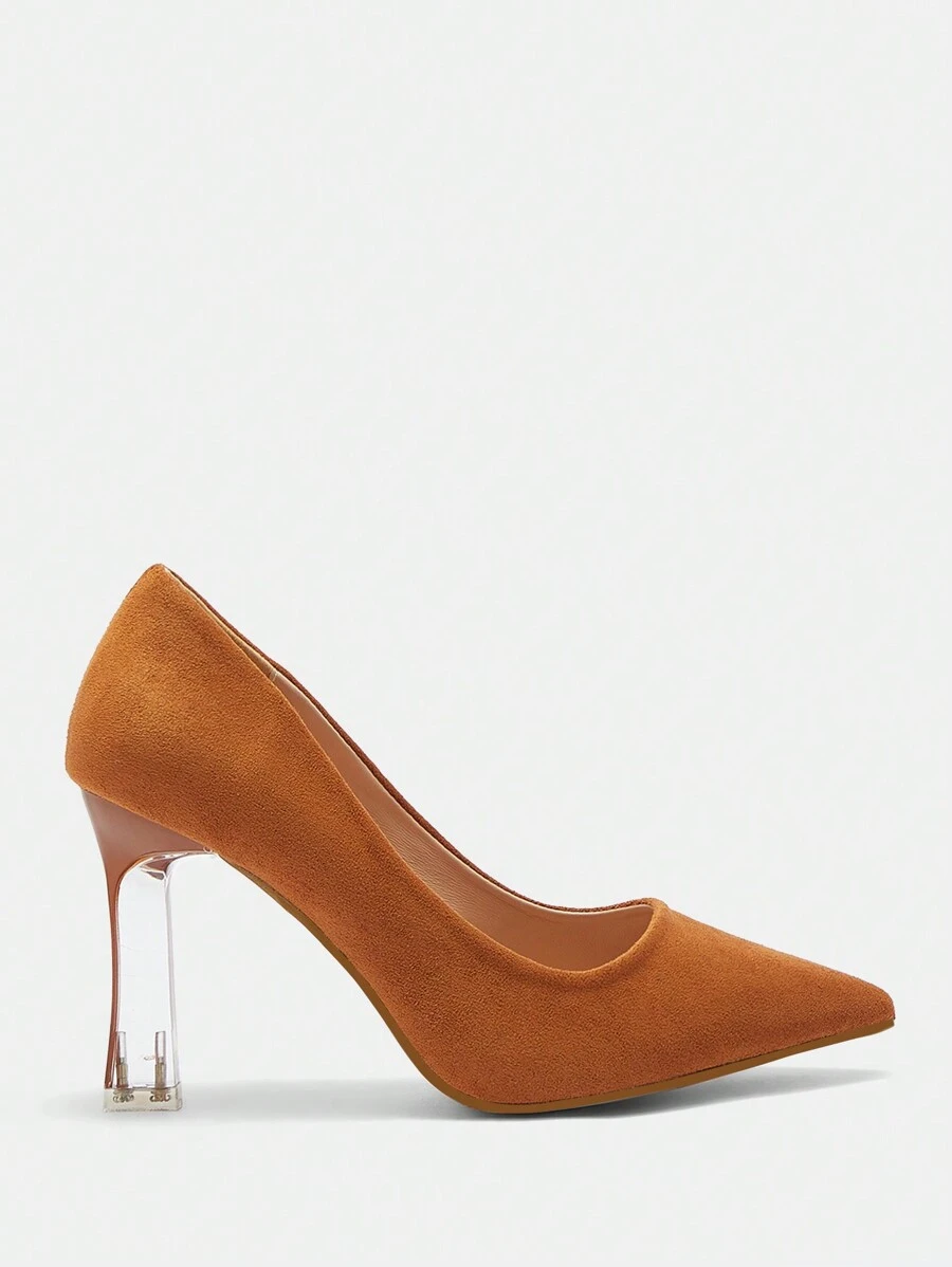 CUCCOO BIZCHIC Women's Solid Color Pointed Toe High Heel Elegant Pumps - Brown - View 1