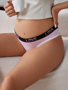 3pcs/Set Maternity Underwear, Casual Minimalist, Economical, Letter Woven Band, Suitable For Pregnancy