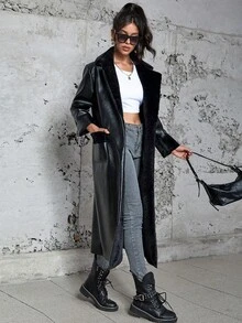 Eilly Bazar Damen Lange Mantel Jacke