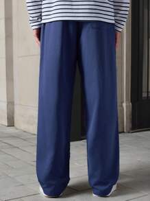 Manfinity VCAY Quần ống đứng lưng thun rộng rãi thoải mái cho nam - Xanh đậm - Xem 3