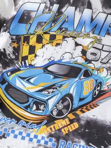 3pcs Kids Tween Boys Casual Graffiti Print Loose Fit Round Neck Pullover Long Sleeve Knitted T-Shirt Set, Suitable For Commuting, School, Daily Casual, Vacation, Sports, Applicable For Spring, Summer, Autumn, Winter