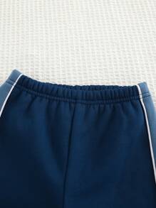 Cozy Pixies Bộ 2 áo hoodie tay dài cổ tròn màu tương phản Jacquard cho bé trai và quần dài cạp chun - Nhiều màu - Xem 4