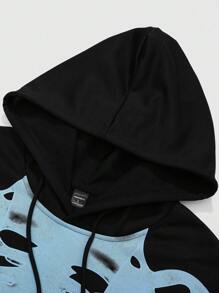 Manfinity EMRG Men's Skeleton Print Minimalist Hooded Sweatshirt, Casual For Daily Wear,Men's Hoodie ,Graphic Sweatshirt,Fall And Winter Men Clothes,Black Hoodie
