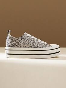 CUCCOO EASI Giày vải đế dày thời trang nữ đa năng thường ngày - Màu be - Xem 1