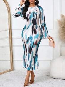 SHEIN Lady 秋冬休闲优雅工作编织立褶领女装 - 彩色 - 查看 4