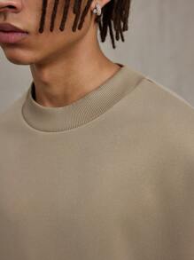 Forever 21 重磅超大宽松高领 T 恤 250gsm 石色秋冬款 - 灰色 - 查看 7