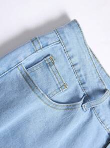 Manfinity LEGND Men Casual Versatile Ripped Slanted Pockets Denim Jeans, Autumn