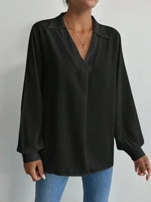 EURMUSE Lapel Casual Shirt - Black - View 3