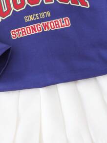 SHEIN 2 pièces Tenues décontractées chic pour retour à l'école pour bébés filles, ensemble sweat-shirt et pantalon de style écolière vert, convenant pour l'automne et l'hiver - Multicolore - Voir 5