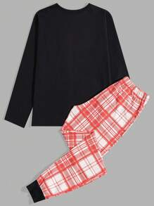 RueChic Men Bear Printed Regular Longsleeve Homewear Set - Black - View 2