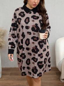 SHEIN LUNE Vestidos de talla grande con lazo en el cuello y estilo de moda para ir al trabajo, salir, otoño/invierno, Acción de Gracias y Halloween - Atuendo casual para uso diario, esencial para vacaciones y fiesta de vacaciones