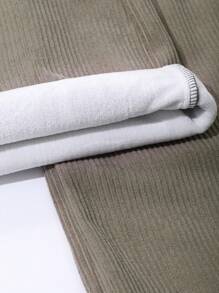DAZY Quần ống rộng nhung kẻ trơn màu cho nữ có túi - Màu Khaki - Xem 9