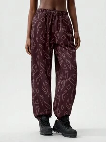 VARSIVA 复古印花高腰宽松束带女式运动裤 - 白色 - 查看 1