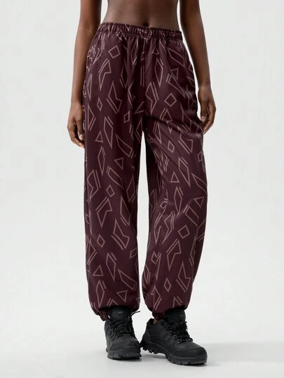 VARSIVA 复古印花高腰宽松束带女式运动裤