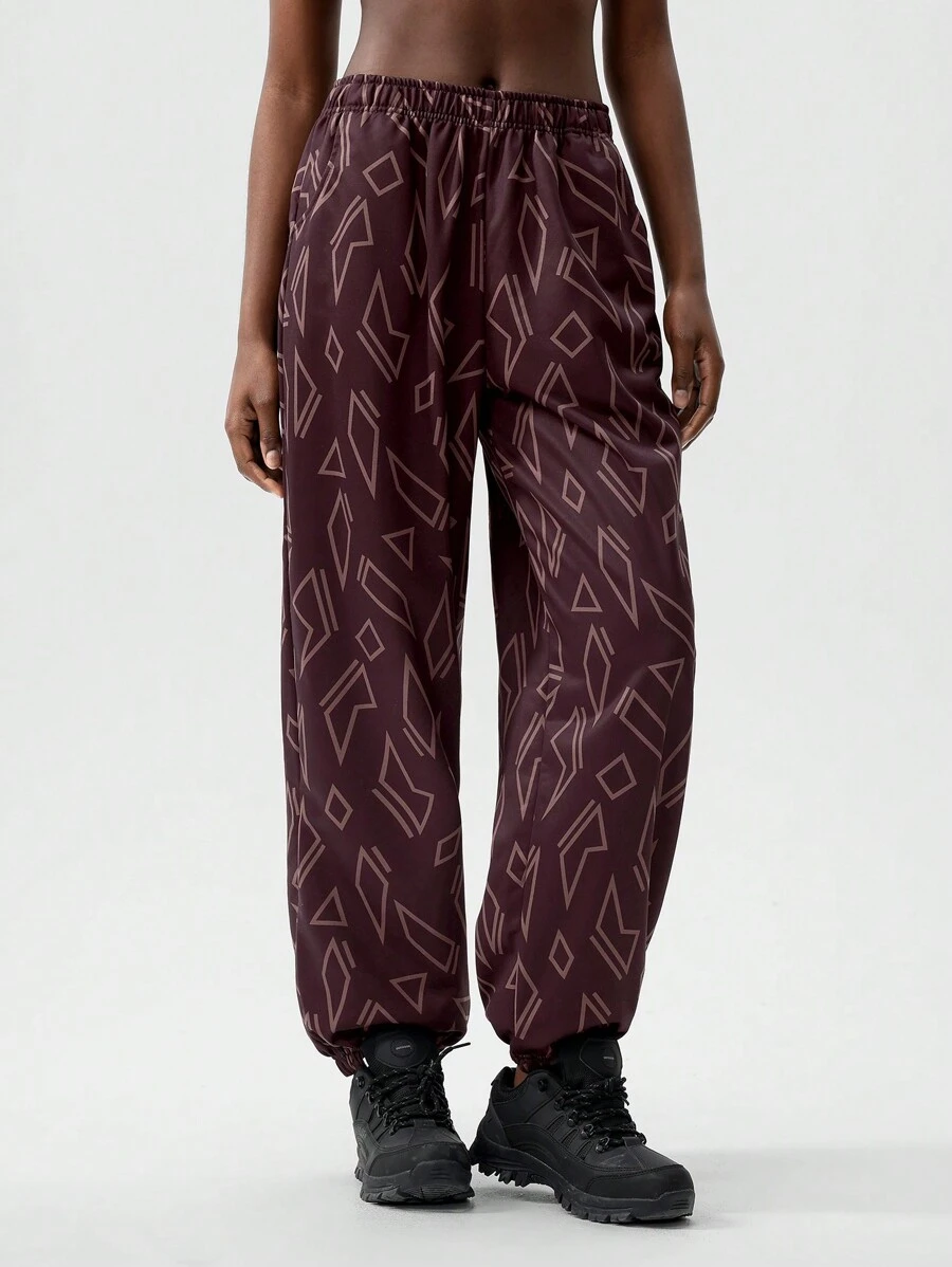 VARSIVA 复古印花高腰宽松束带女式运动裤 - 白色 - 查看 1