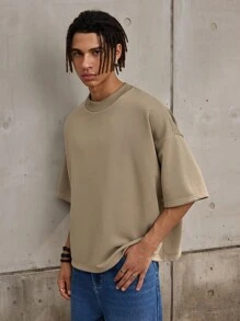 Forever 21 重磅超大宽松高领 T 恤 250gsm 石色秋冬款 - 灰色 - 查看 4