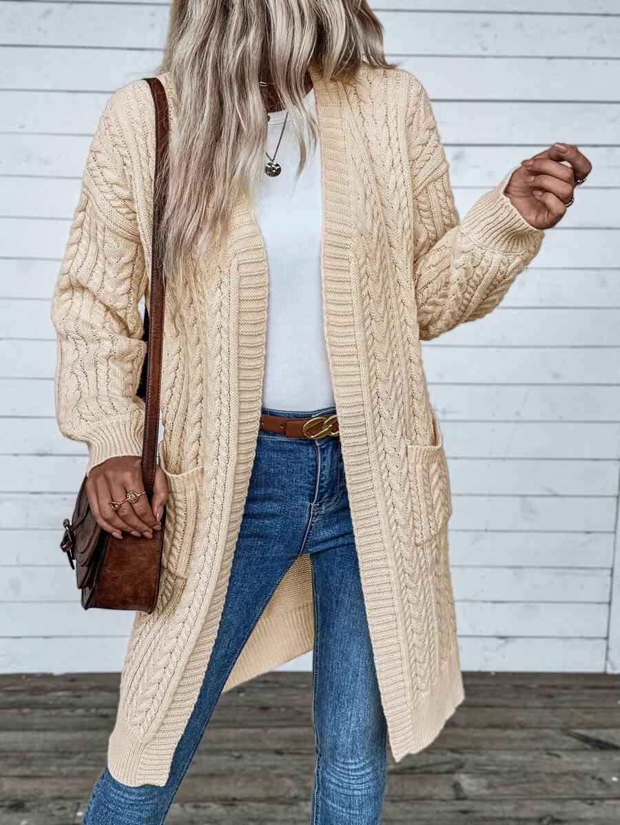 Chiquease Cárdigan de manga larga suelto de unicolor para mujer