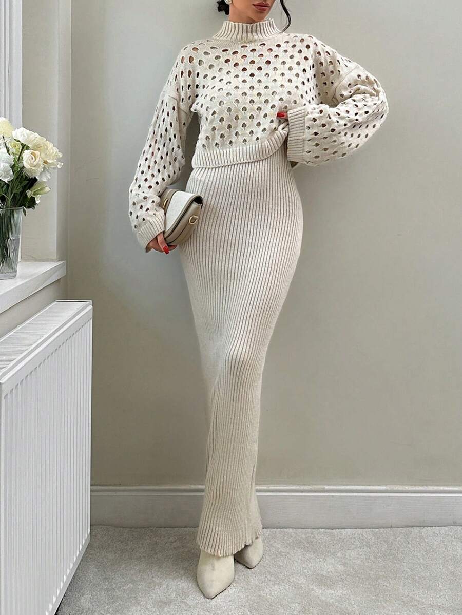 EURMUSE Sweater With Detailed And Dresses Soft + 480 - Beige - View 1