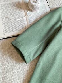 Blossori Young Girls Casual Solid Color Overcoat, Autumn/Winter - Green - View 4