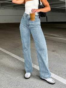 Versatile Minimalist Straight-Leg Jeans That Flatter Your Body Casual Spring - Light Wash - View 5