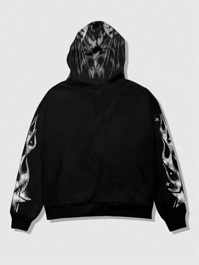 Street Life Sweat-shirt à capuche décontracté à manches longues avec fermeture éclair frontale et imprimé animal pour hommes