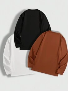 青少年男孩 4 件套圆领长袖 T 恤，春/秋季分层上衣