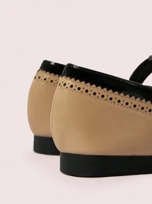 CUCCOO DOLLMOD Black Round Toe Crystal Mesh Bow Mary Jane Flat Women Shoes Spring Shoes Spring Break Easter - Khaki - View 4