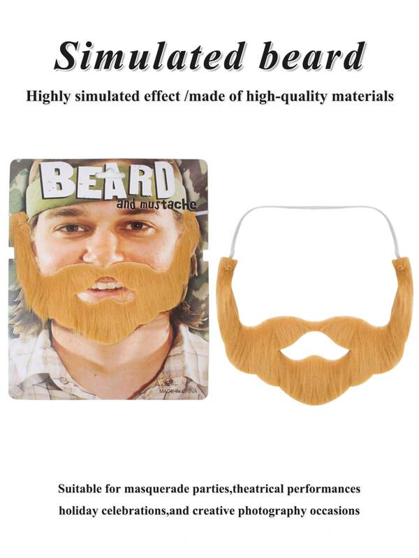 Fausse moustache et barbe pour le costume de fête d'Halloween, grande fausse barbe de Noël avec élastique