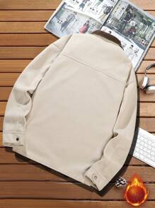 Manfinity Homme Men's Winter Contrast Color Collar Zipper Front Loose Jacket - Khaki - View 2