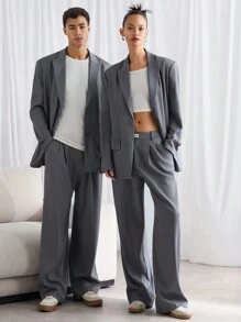 Manfinity VCAY 2pcs Men Woven Loose Casual Suit Set For Daily Wear - Dark Grey - View 3