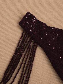 HOMEYEE Váy lưới sequin không tay cổ chữ V, váy dạ hội cocktail câu lạc bộ kỳ nghỉ cổ điển, váy dạ hội trang trọng, dành cho khách dự tiệc cưới, tốt nghiệp, tiệc tối - Màu Đỏ Sâu - Xem 6