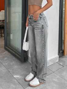 EURMUSE LOW RISE CROPPED STRAIGHT CUT WOMEN  JEAN - Grey - View 4