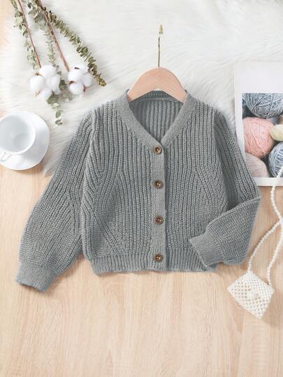 SHEIN Young Girls And Young Girl Cardigans In Beige, White, Light Yellow, Apricot, Comfortable & Warm With Creative Ear Crochet Pattern, Simple & Versatile, Lantern Sleeve, V-Neck, Ribbed Cuff, Fashionable & New Style, Suitable For All Seasons, Lovely & Elegant, Perfect For Outdoor, School, And Daily Wear, Lightweight & Cozy Knitted Sweater Jacket