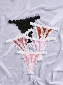 Snug Zone Women Contrast Lace Contrast Color Sexy G-String , 5 Pcs - Multicolor - View 2