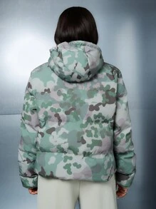 SUMWON WOMEN Puffer Winter Down Jacket Camouflage Quilted Oversize Insulated Hooded Parka Military Combat Cold Weather Outdoor Urban Streetwear