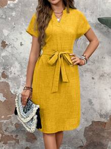 EMERY ROSE Women'S A-Line Waist Belted Dress Casual Dress Summer