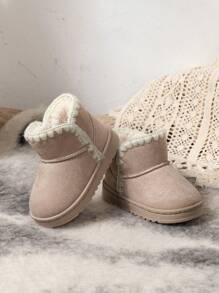 1 双儿童/婴儿柔软保暖内衬平底雪地靴，适合雪天、户外活动、秋冬季