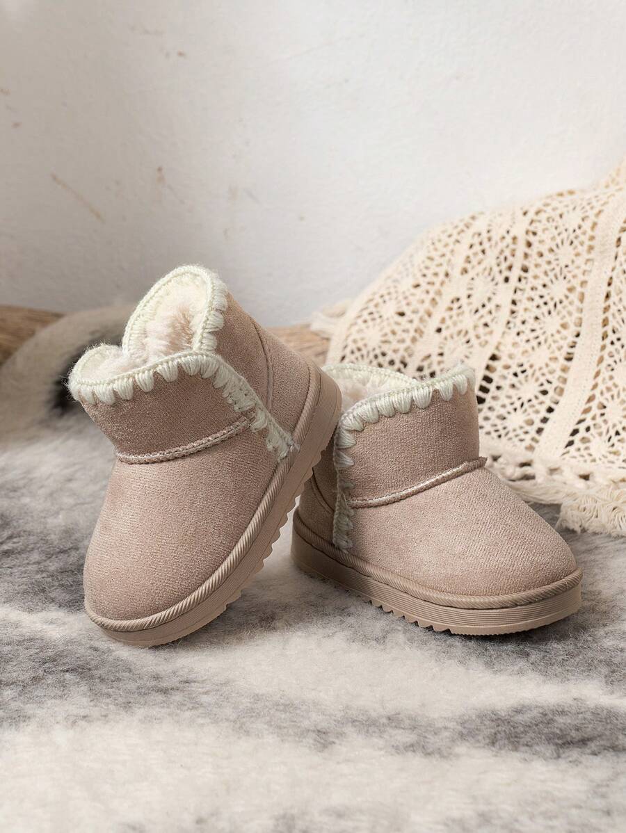 1 双儿童/婴儿柔软保暖内衬平底雪地靴，适合雪天、户外活动、秋冬季