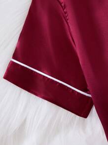 Conjunto de 3 piezas de pijama para niña preadolescente - Pantalón largo de tela de color rosa claro sólido, shorts y blusa de manga corta con cuello, conjunto casual para el hogar