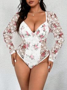 Celure Eleganter Ganzkörper-Spitzen-Bodysuit in Große Größen, perfekt für Herbstfeste und Feiertage