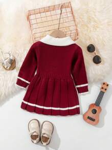 Baby Girls Cable Knit Pleated Winter Dress