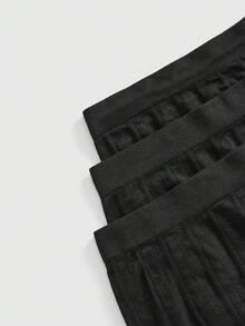 ROMWE Goth 3 件装女式深色哥特式无缝平角短裤 - 黑色 - 查看 4