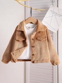Young Girl Thicken Thermal Lined Turndown Collar Cardigan Sweater Jacket, (2 Pieces Sold Separately) - Khaki - View 6