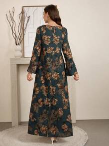 Al Najma 女式花卉印花宽松长袖圆领朴素连衣裙 - 彩色 - 查看 3