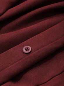 DAZY 女士系带中长款衬衫连衣裙，秋冬，秋季女装长袖连衣裙红色女装连衣裙